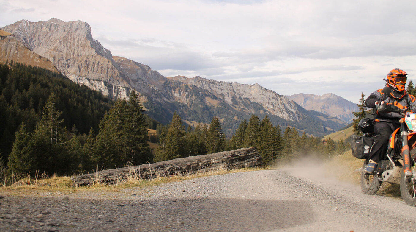 Banner Offroad Adventure riding with the KTM 690 Enduro R in the Alps Switzerland